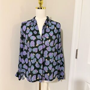 Zadig & Voltaire Black and Purple Floral Blouse